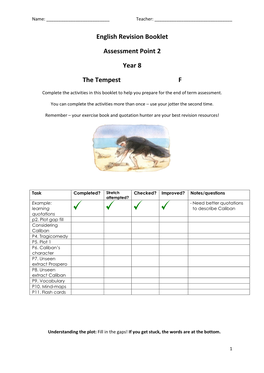 English Revision Booklet Assessment Point 2 Year 8 the Tempest F