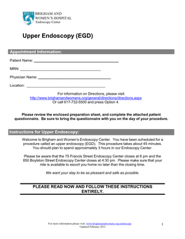 Upper Endoscopy (EGD)