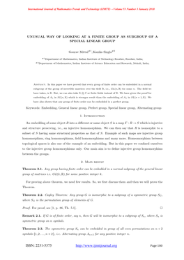 Unusual Way of Looking at a Finite Group As Subgroup of a Special Linear Group