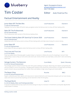 Tim Coster Editor Avid, Final Cut Pro