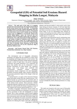 GIS) of Potential Soil Erosions Hazard Mapping in Hulu Langat, Malaysia