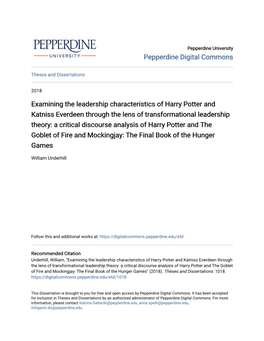 Examining the Leadership Characteristics of Harry Potter And