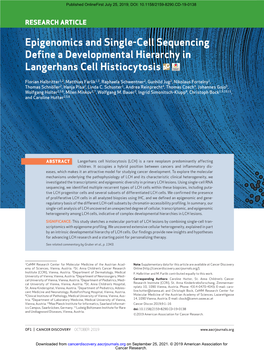 Epigenomics and Single-Cell Sequencing Define a Developmental Hierarchy in Langerhans Cell Histiocytosis