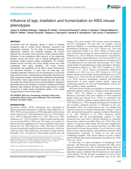 Influence of Age, Irradiation and Humanization on NSG Mouse Phenotypes Jaclyn S