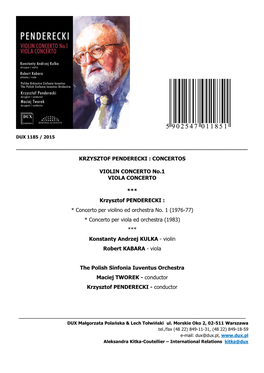 Krzysztof Penderecki : Concertos Violin Concerto