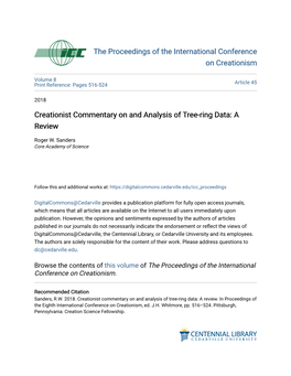 Creationist Commentary on and Analysis of Tree-Ring Data: a Review