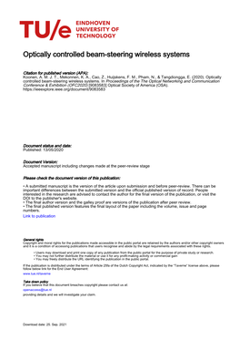 Optically Controlled Beam-Steering Wireless Systems