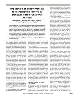 Implication of Tubby Proteins As Transcription Factors by Structure