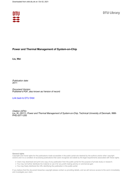 Power and Thermal Management of System-On-Chip