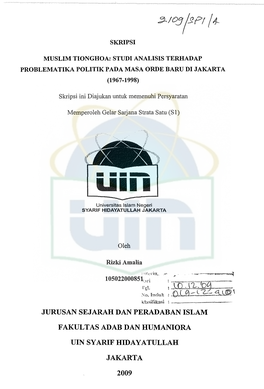 Jurusan Sejarah Dan Peradaban Islam Fakultas Adab Dan Humaniora Uin Syarif Hidayatullah Jakarta