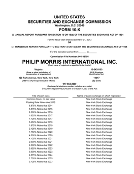 PHILIP MORRIS INTERNATIONAL INC. (Exact Name of Registrant As Specified in Its Charter)