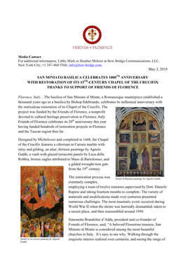 May 3, 2018 SAN MINIATO BASILICA CELEBRATES 1000TH