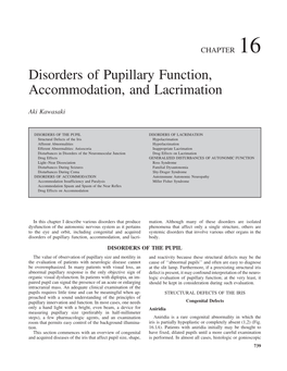 Disorders of Pupillary Function, Accommodation, and Lacrimation