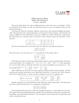 Differentiation Rules Math 120 Calculus I