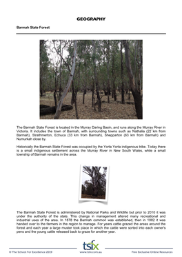 Barmah State Forest the Barmah State Forest Is Located in The