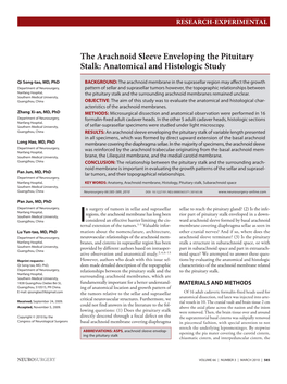 The Arachnoid Sleeve Enveloping the Pituitary Stalk: Anatomical and Histologic Study