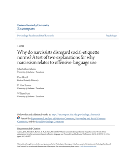 Why Do Narcissists Disregard Social-Etiquette Norms?