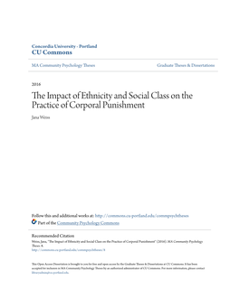 The Impact of Ethnicity and Social Class on the Practice of Corporal Punishment