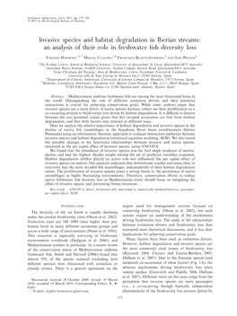 Invasive Species and Habitat Degradation in Iberian Streams: an Analysis of Their Role in Freshwater ﬁsh Diversity Loss