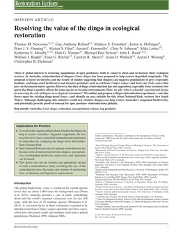 Resolving the Value of the Dingo in Ecological Restoration Thomas M