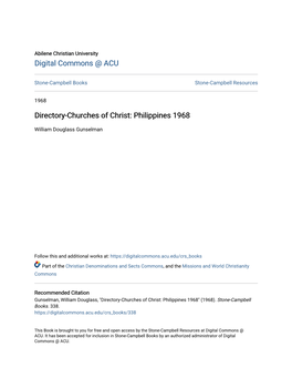 Directory-Churches of Christ: Philippines 1968