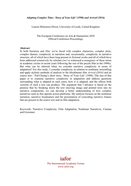Adapting Complex Time: 'Story of Your Life' (1998) and Arrival (2016)