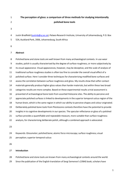 The Perception of Gloss: a Comparison of Three Methods for Studying Intentionally 2 Polished Bone Tools