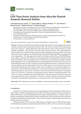 GPS Time Series Analysis from Aboa the Finnish Antarctic Research Station