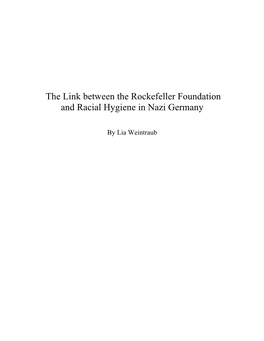 The Link Between the Rockefeller Foundation and Racial Hygiene in Nazi Germany