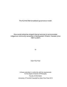 The K-Net Broadband Governance Model: Intersecting Views from Government, Community, and Industry