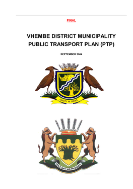 Vhembe District Municipality Public Transport Plan (Ptp)