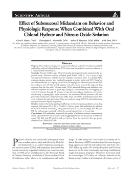 Effect of Submucosal Midazolam on Behavior and Physiologic Response When Combined with Oral Chloral Hydrate and Nitrous Oxide Sedation Gary R