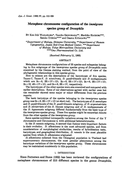 Metaphase Chromosome Configuration of the Immigrans Species Group of Drosophila