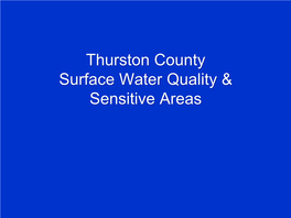 Thurston County Surface Water Quality Programs