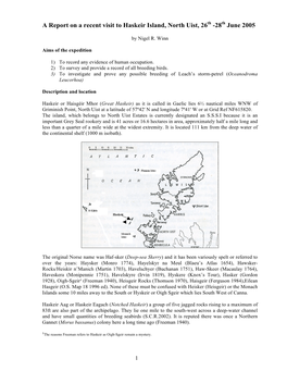 A Report on a Recent Visit to Haskeir Island, North Uist, 26Th -28Th June 2005