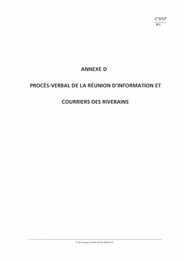 Procès Verbal De La Réunion D'information Et Courriers Des Riverains