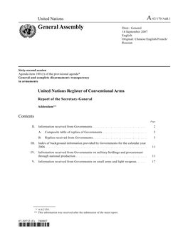 General Assembly Distr.: General 14 September 2007 English Original: Chinese/English/French/ Russian