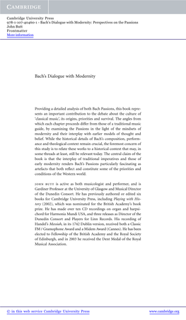 Bach's Dialogue with Modernity