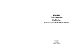 RECITAL Viola Da Gamba Pia Pircher