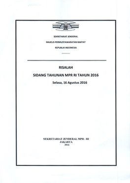 Risalah Sidang Tahunan Mpr Ri Tahun 2016