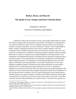 The Spolia of Late Antique and Early Christian Rome