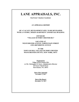 LANE APPRAISALS, INC. Real Estate Valuation Consultants