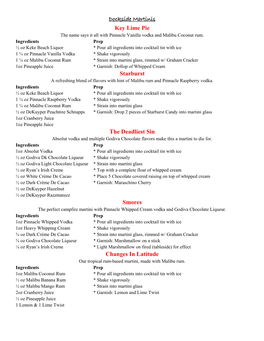 Dockside Martinis Key Lime Pie Starburst the Deadliest Sin Smores