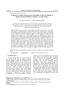 Numerical Simulation on Re-Intensification of Tropical Remnant Re-Entering the Sea: a Case Study