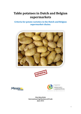Criteria for Dutch and Belgian Supermarket Chains for Potato