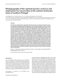 Phylogeography of the Cyprinid Squalius Aradensis and Implications for Conservation of the Endemic Freshwater Fauna of Southern