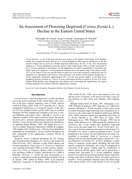 An Assessment of Flowering Dogwood (Cornus Florida L.) Decline in the Eastern United States