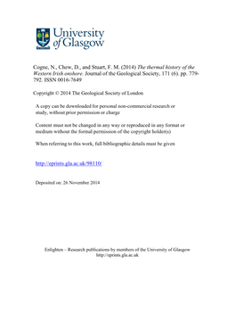 2014) the Thermal History of the Western Irish Onshore. Journal of the Geological Society, 171 (6