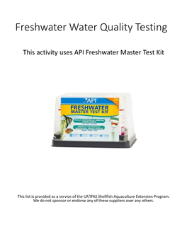 Freshwater Water Quality Testing for Aquarium