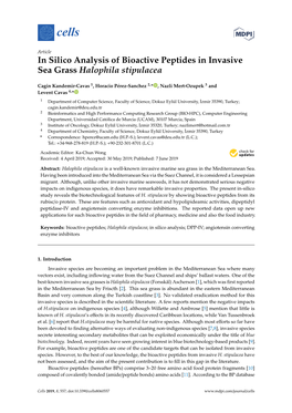 In Silico Analysis of Bioactive Peptides in Invasive Sea Grass Halophila Stipulacea
